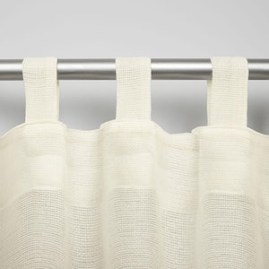 Miami Ivory Solid Sheer Hook-and-Loop Tab Indoor/Outdoor Curtain, 54 in. W x 84 in. L (Set of 2)