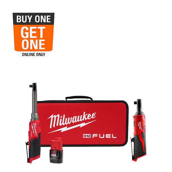 M12 FUEL 12V Lithium-Ion Brushless 3/8 in. Extended Reach High Speed Cordless Ratchet Kit & 3/8 in. Ratchet