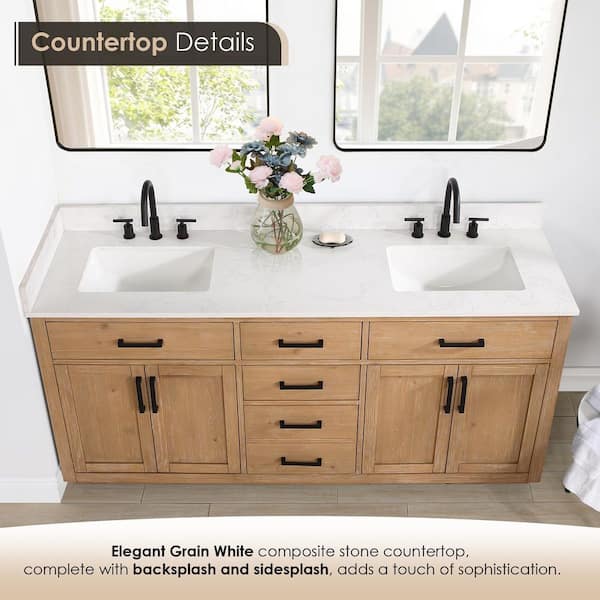 Altair Gavino 72 in. W x 22 in. D x 34 in. H Bath Vanity in Light