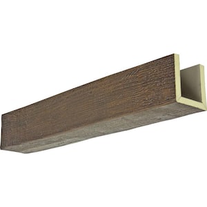 4 in. x 4 in. x 8 ft. 3-Sided (U-Beam) Rough Sawn Premium Hickory Faux Wood Ceiling Beam