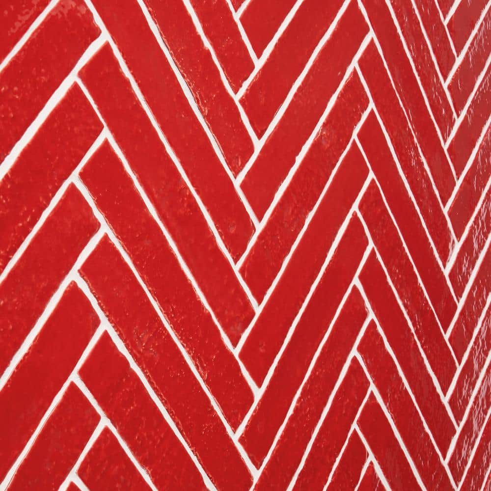Crimson Red Glossy Ceramic Subway Wall Tile, 2-in x 9-in