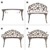 Four-step assembly diagram for the bronze garden bench.