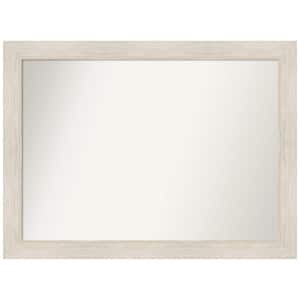 Hardwood Whitewash 43 in. W x 32 in. H Non-Beveled Wood Bathroom Wall Mirror in White