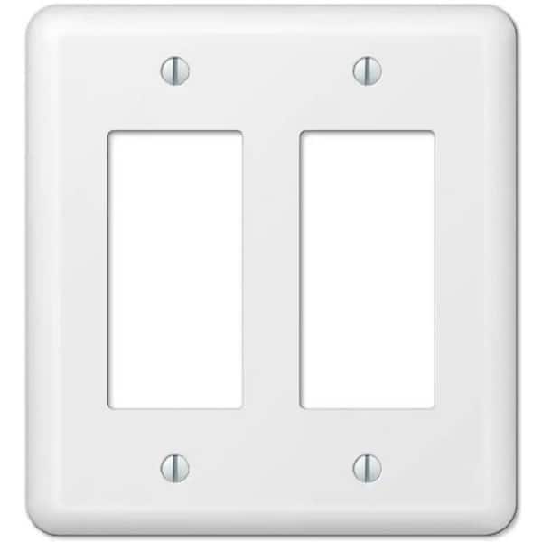 Hampton Bay Declan 2-Gang Smooth White Rocker Metal Steel Wall Plate