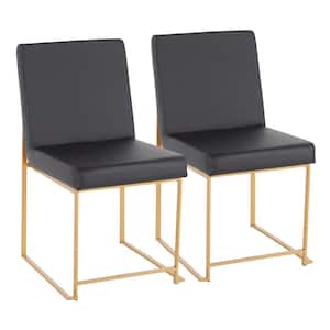 Fuji Black Faux Leather Gold High Back Dining Chair (Set of 2)