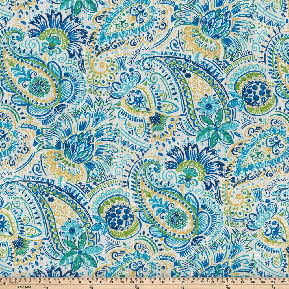 Baltic Blue Paisley Tufted Wicker Rocking Chair Cushions