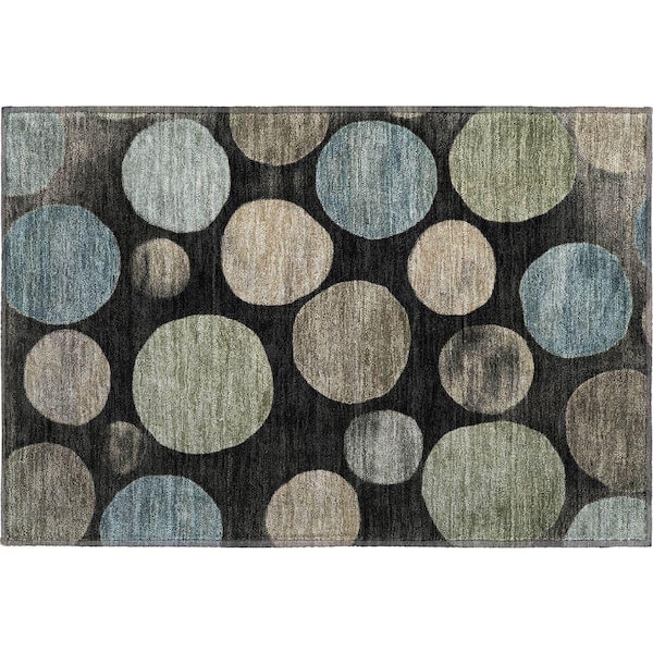 Mayfield Premium Machine Washable Abstract AMF2062 Black 2 ft. x 3 ft. Accent Rug