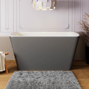 MUSE 47 in. Acrylic Flatbottom Rectangle Freestanding Non-Whirlpool Soaking Bathtub Include Interior Seat Outer Gray