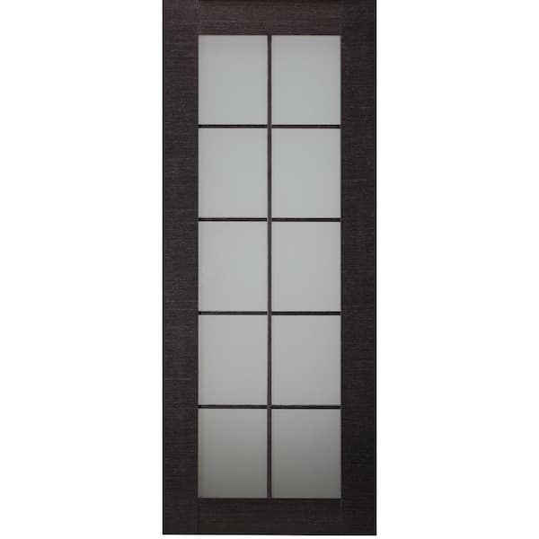 Belldinni Avanti 10-Lites 18 in. x92.5 in. No Bore Full Lite Frosted Glass Black Apricot FinishedWood Composite Interior Door Slab