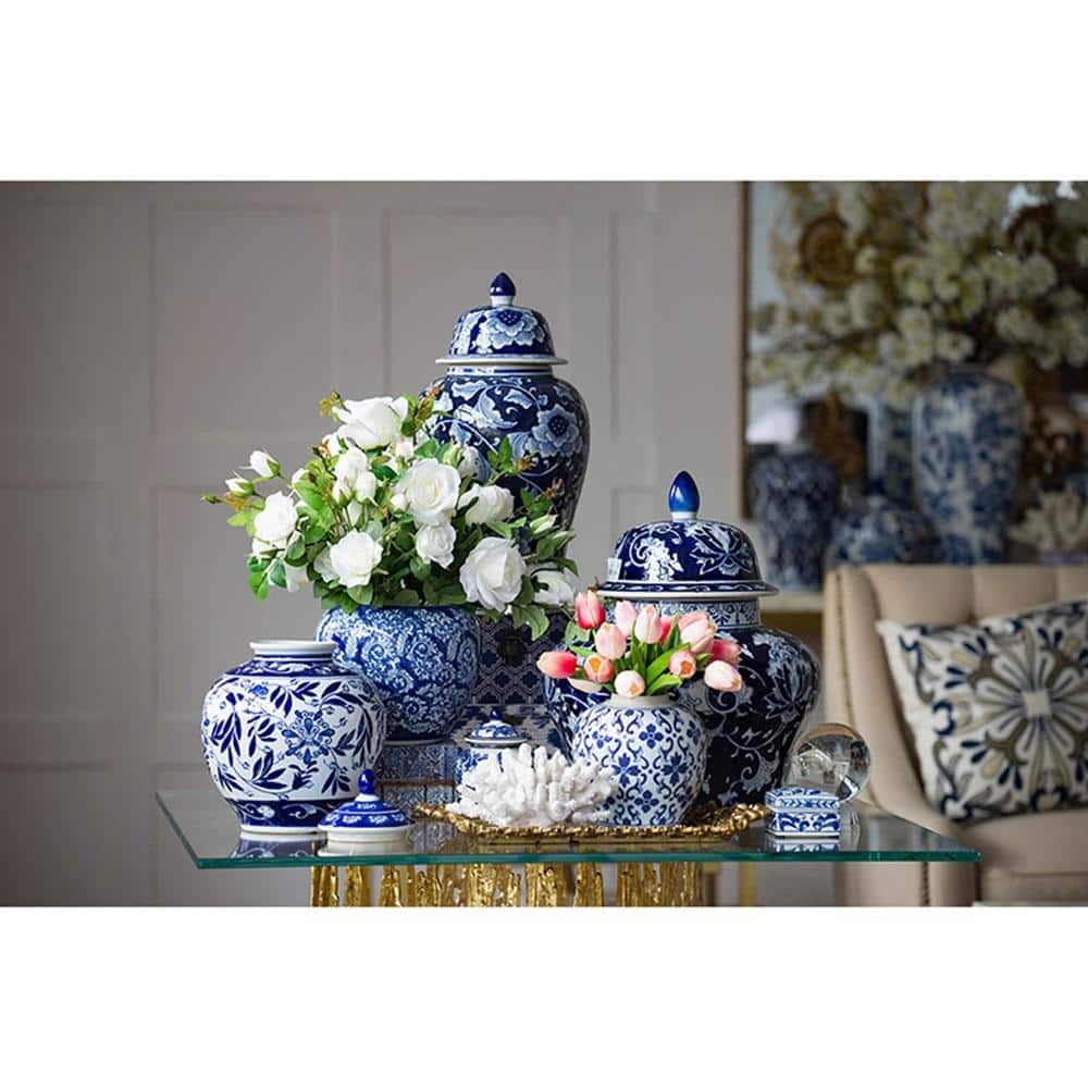 Classic Blue and White Porcelain Bouquet Vase - 9"