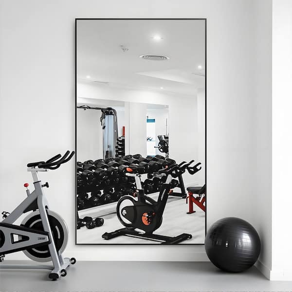 Sxiawe 32 in. W x 71 in. H Modern Rectangular Frame Aluminum Alloy Black Oversized Standing Mirror Floor Mirror