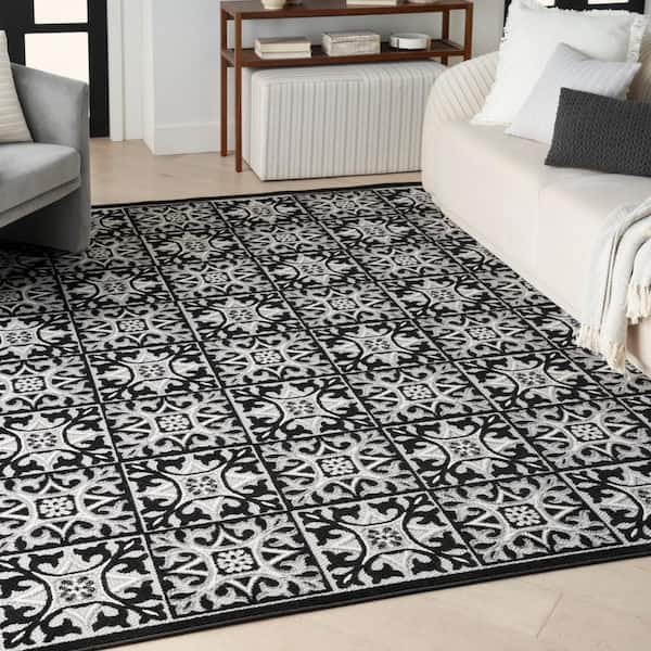 Aloha Black White 6 ft. x 9 ft. Geometric Contemporary Area Rug