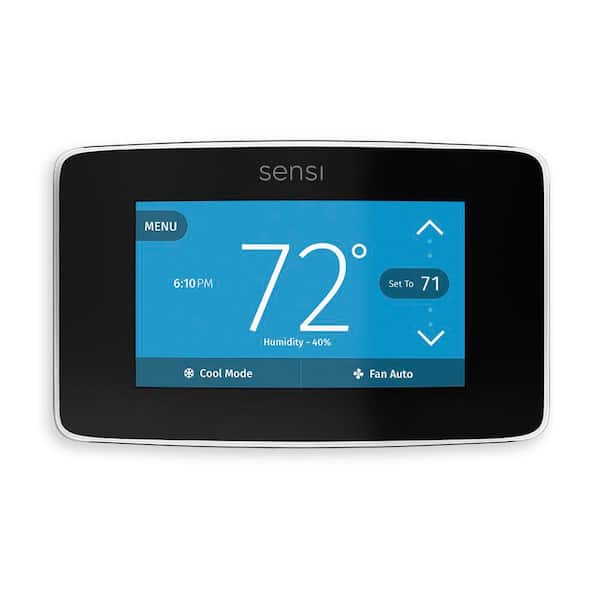 Sensi Touch 7-day Programmable Wi-Fi Smart Thermostat with Touchscreen Color Display, C-wire Required - Black