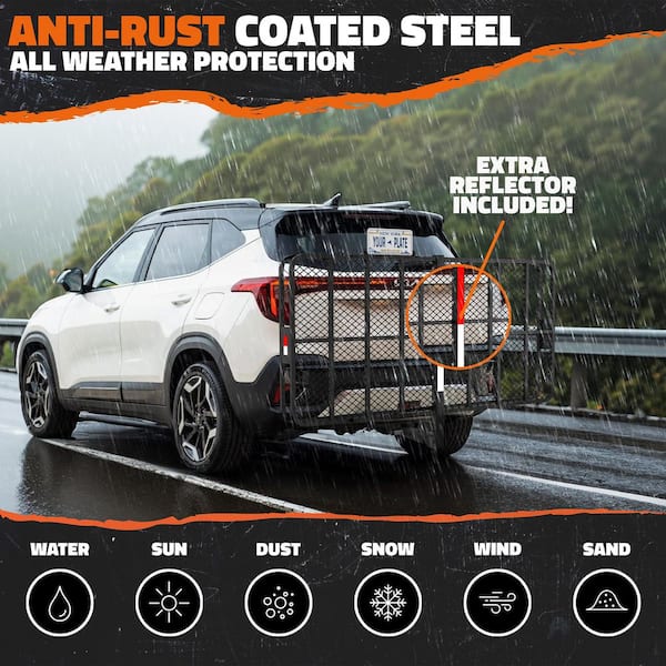 72-in. x 36-in. x 6-in. Trailer Hitch Cargo Carrier with Rear Lights, License Plate Holder and Hitch Carrier Accessories