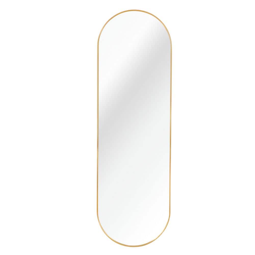 Gold 63 in. W x 20 in. H Classic Pill Shaped Aluminum Framed Full Length Mi
