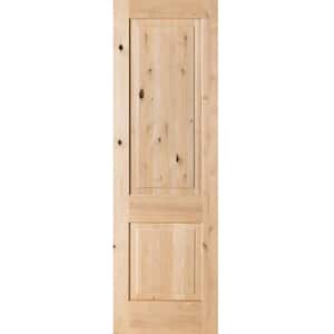 28 in. x 96 in. Rustic Knotty Alder 2-Panel Square Top Unfinished Wood Front Door Slab