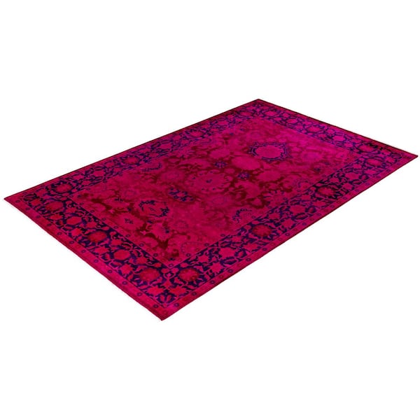 Fine Vibrance Pink 5 ft. x 8 ft. Solid Wool Indoor Area Rug
