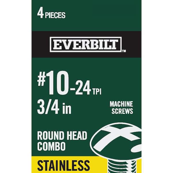 #10-24 x 3/4 in. Stainless Steel Combo Round Head Machine Screw (4-Pack)