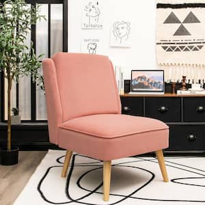 Pink Velvet Accent Chair Single Sofa Chair Leisure Chair with Wood Frame