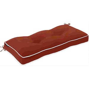 36 in. x 14 in. Rectangle Water-Resistant Outdoor Bench Cushion with Ties for Porch Sofa Settee, Red