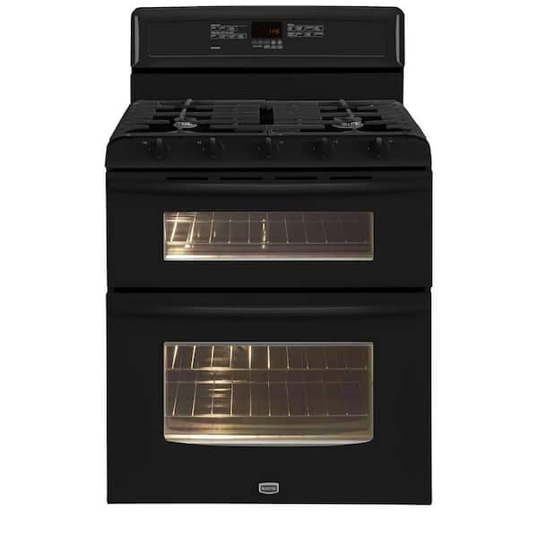 Maytag Gemini 6 cu. ft. Double Oven Gas Range with Self-Cleaning Convection Oven in Black-DISCONTINUED