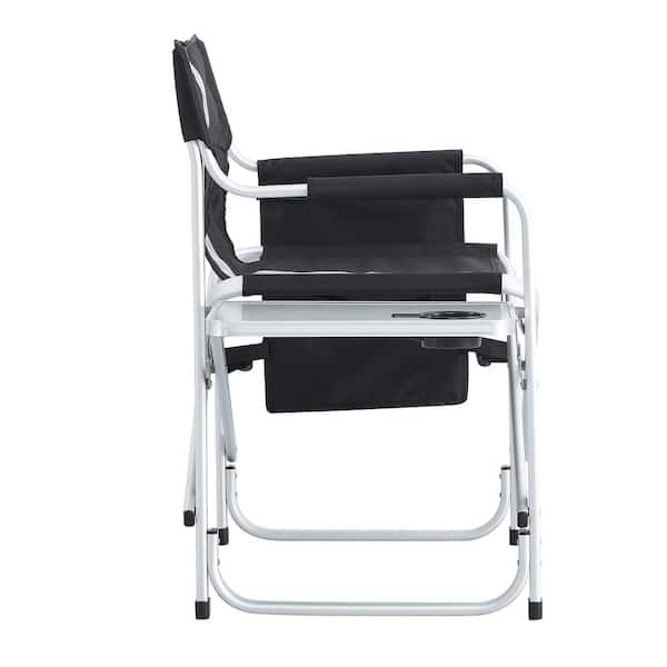 Aluminum Outdoor Folding Camping Chair. Attached Side Table and Storage Pockets Convenient and Portable