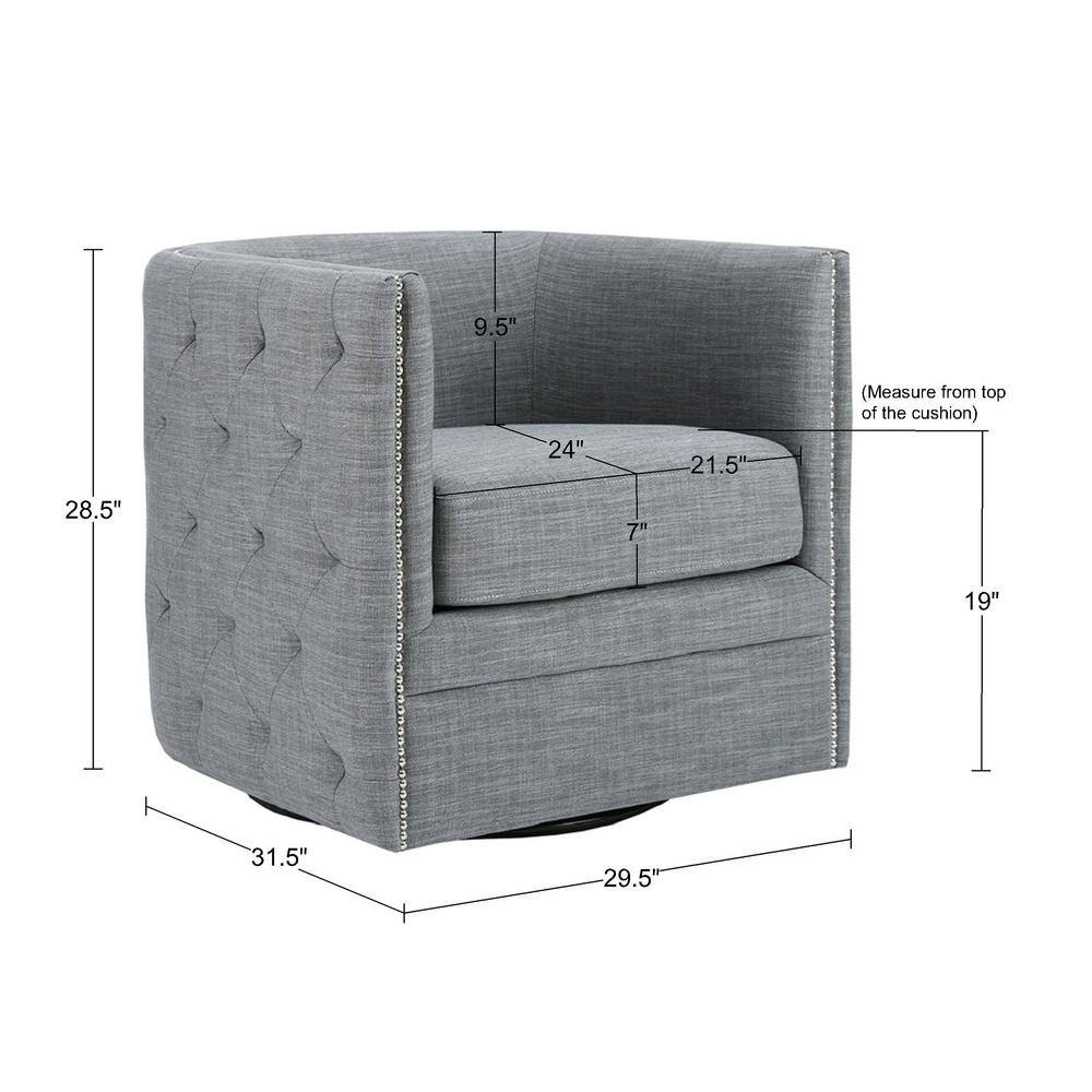 Slate Barrel Swivel Accent Chair with Wood Frame