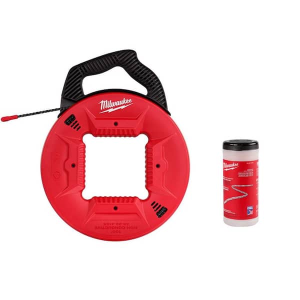 100 ft. Polyester Fish Tape with Non-Conductive Tip with Poly Pull Line with Red Tracer