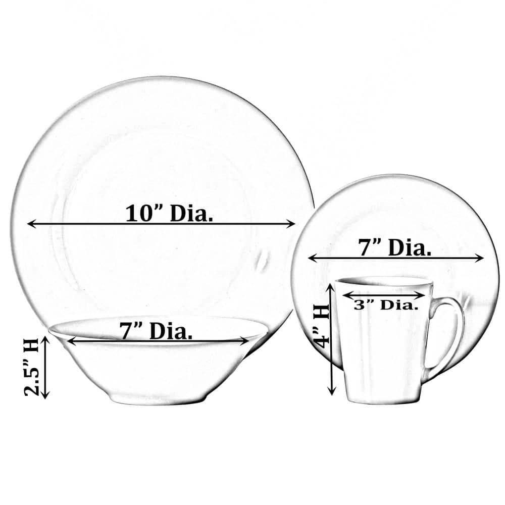 White Ceramic 16-Piece Dinnerware Set for 4