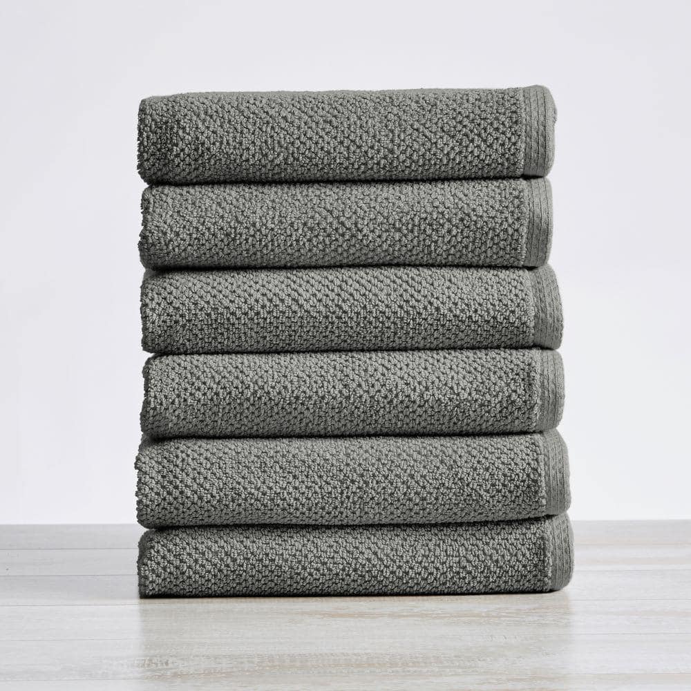 Cotton Hand Towels, Solid Gray/White 10-Pack