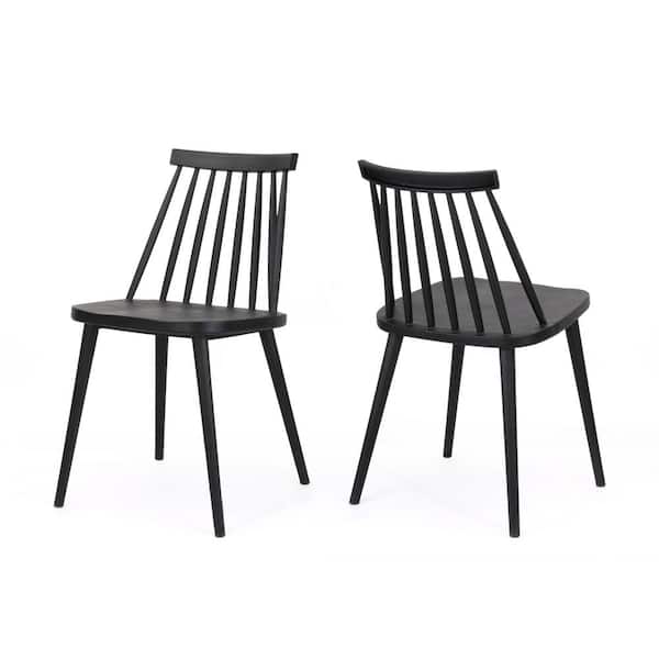 Noble House Dunsmuir Black Farmhouse Spindle-Back Dining Chair (Set of 2)