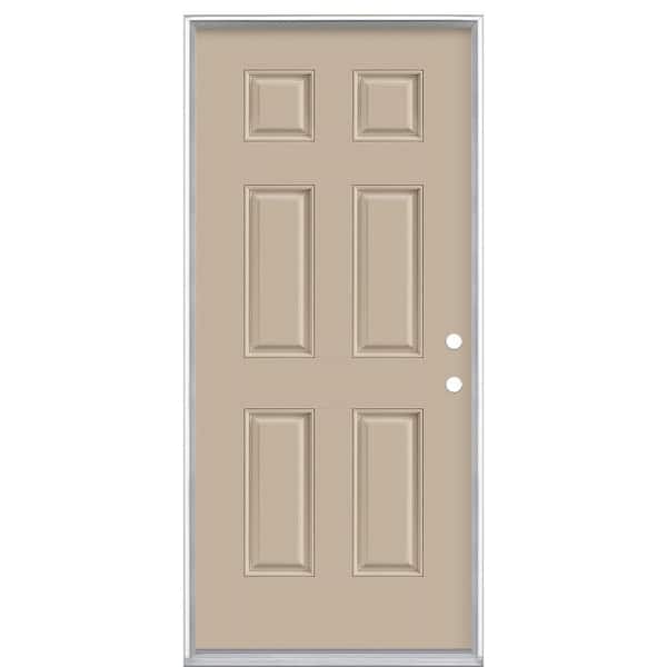 Masonite 36 in. x 80 in. 6-Panel Canyon View Left Hand Inswing Painted Smooth Fiberglass Prehung Front Exterior Door