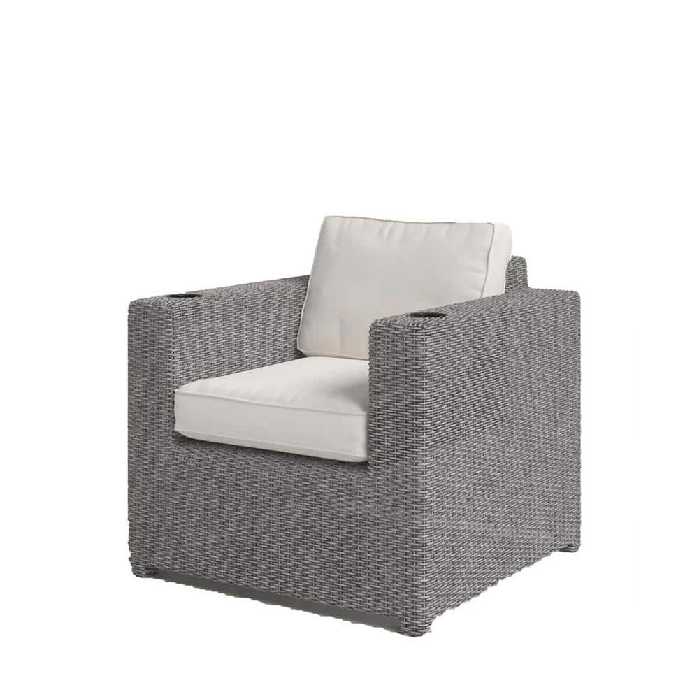 AUTMOON Wicker Fully Assembled Patio Lounge Chair with Gray