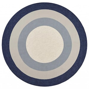 Charlie 7' Round ft. Slate/Navy Solid Color Indoor/Outdoor Area Rug