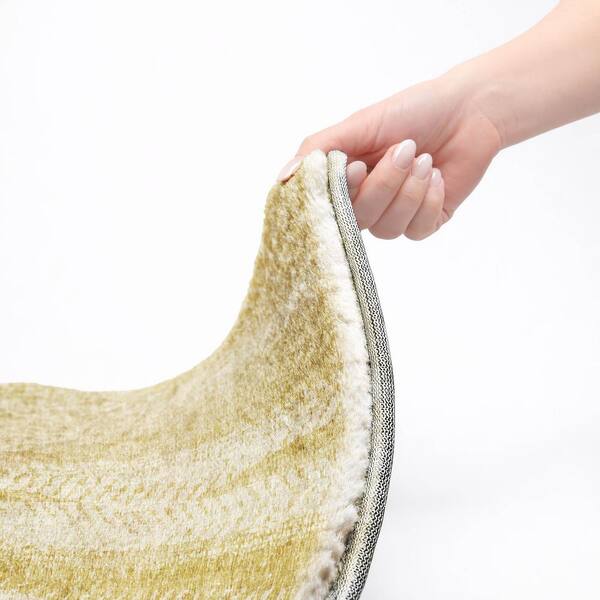 Dream Shag Premium Machine Washable Abstract ADS694 Gold 2 ft. x 3 ft. Accent Rug
