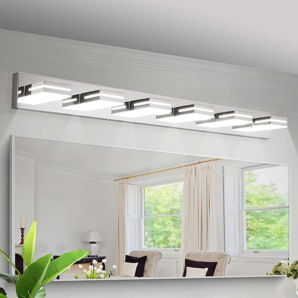 Modern Chrome 47.2 in. 6-Light LED Vanity Light