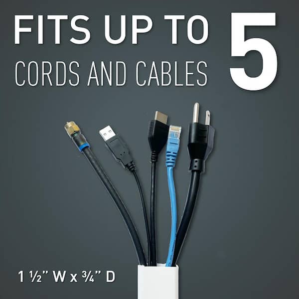85in Corner Cable Concealer, Corner Cord Hider for One Cord, Wire Covers  for Cords, Paintable Corner Cord Cover, Cable Management Channel Cable