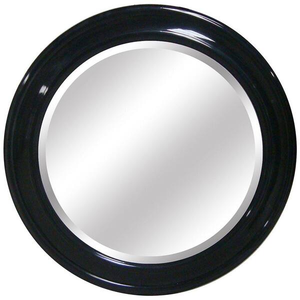 Yosemite Home Decor 36 in. x 36 in. Round Decorative Gloss Black Framed Mirror