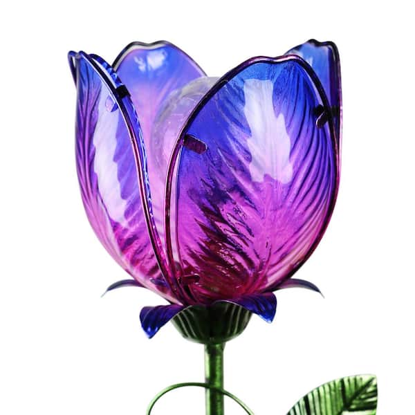 Exhart Solar Flower 2 98 Ft Purple, Solar Glass Flowers For Garden