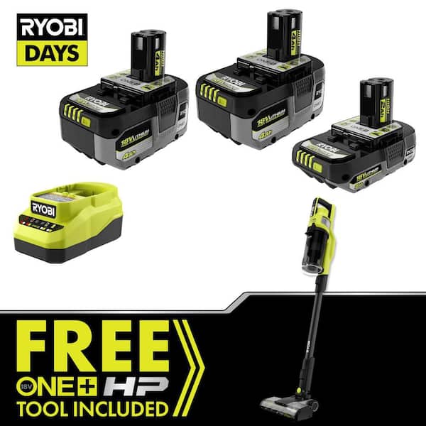 ONE+ HP 18V Kit w/ (2) 4.0 Ah Batteries, 2.0 Ah Battery, Charger, & FREE ONE+ HP Stick Vacuum