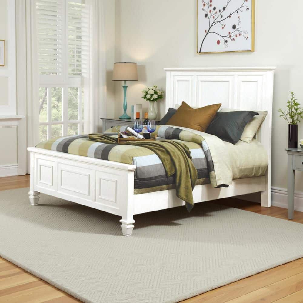 White Wood Frame Queen Size Panel Bed with Headboard price history on PriceWatchPro