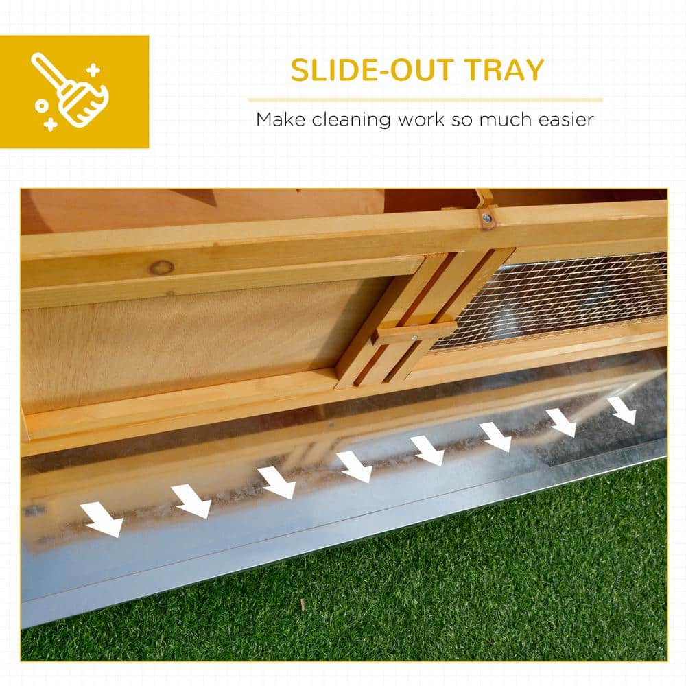 Yellow Fir Wood Outdoor Guinea Pig Hutch with Green Roof