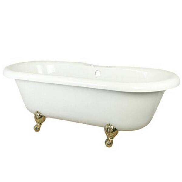 Aqua Eden 5.6 ft. Acrylic Polished Brass Claw Foot Double Ended Tub in White