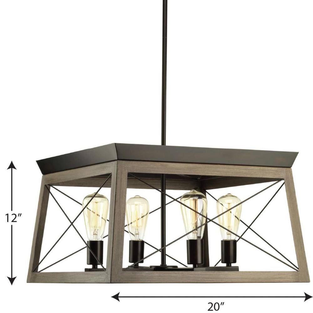 Briarwood 4-Light Antique Bronze Faux Wood Chandelier