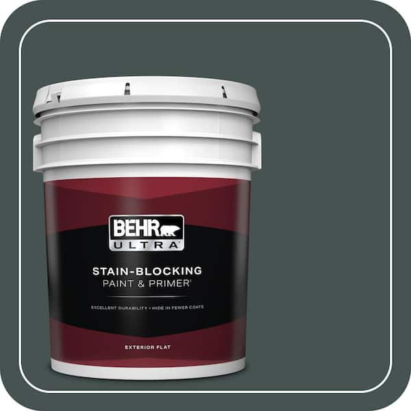 BEHR ULTRA 5 gal. #MQ6-44 Black Evergreen Flat Exterior Paint & Primer