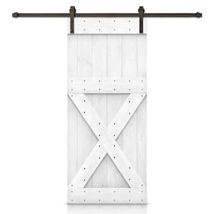 30 in. x 84 in. X Series Light Cream Stained DIY Wood Interior Sliding Barn Door with Hardware Kit