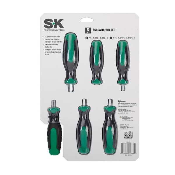 SK SK01373 6-Pieces Pro Grip Screwdriver Set-Hex Drivers SK01373