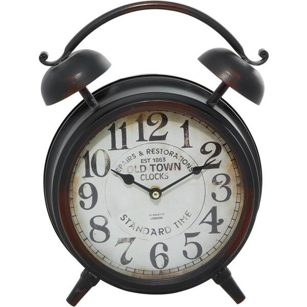 Aoibox Black Analog Metal Clock with Bell Style Top, 10 in
