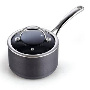 2 qt. Hard-Anodized Aluminum Nonstick Sauce Pan in Black with Glass Lid