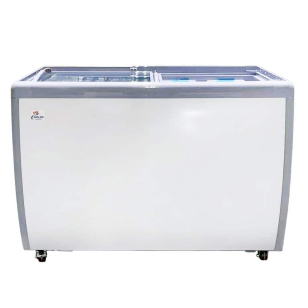 49 in. 13 cu. ft. NSF Manual Defrost Commercial Ice Cream Dipping Cabinet Chest Freezer with Glass Lid, 8 Tubs in White